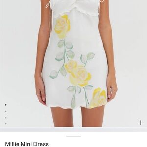 White Slip Dress with Yellow Floral Design